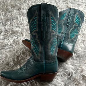 Lucchese Goat Leather and Suede Cowboy Boots